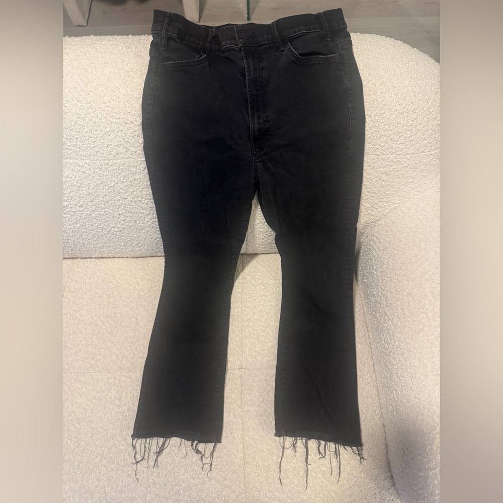 MOTHER- the hustler ankle fray (not guilty) Black Ankle Jeans